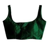 BishtHub Fashion Camicetta da donna in seta senza maniche pronta per sari e lehenga choli, taglia unica, Verde bottiglia., Free Size- (30 inch upto 42 Inch)