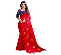 BishtHub Fashion Saree da donna in seta indiana da indossare con camicetta scucita -(3002.red)