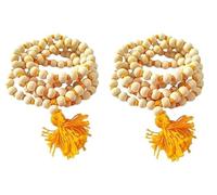 BishtHub Tulsi Mala 108 perline con sacchetto Jaap originale Kanthi Mala Japa Mala Tulsi perline ghirlanda per Pooja e uso quotidiano, confezione da 2 Mala e 2 sacchetti Jaap