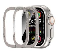 Bisikor 2 Pezzi per Apple Watch Ultra 2/Ultra Pellicola Protettiva dello Schermo, 9H Vetro Temperato con Telaio in Lega di Titanio, HD, Antigraffio, Film Protettivo per iWatch 49mm (Titanio-Numerico)