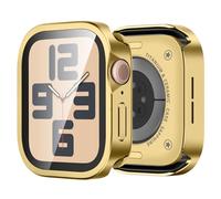 Bisikor Cover Compatibile con Apple Watch Series 6/5/4/SE 44mm Cover con Protezione Schermo in Vetro Temperato, Custodia Protettiva PC in Metallo con Copertura Posteriore per iWatch 44mm, Oro
