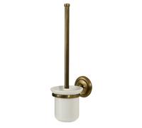Bisk 00412 - Set Spazzolone per WC e Supporto in Ottone Antico, 12 x 16 x 40 cm