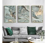 BISLE Astratto Marmo Parete Arte Verde Oro Poster E Stampe Moderni Tela Quadri Quadro Soggiorno Camera Camera da letto Interno Casa Decorazioni 50x70cmx3 Senza cornice