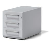 Bisley Note - Cassettiera a rotelle con Manico, 3 cassetti universali, in Metallo, 645 Grigio Chiaro, 77,5 x 42 x 49,5 cm