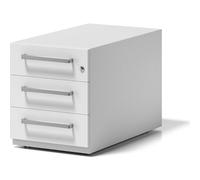 Bisley Note - Cassettiera a rotelle con Manico, 3 cassetti universali, in Metallo, 77,5 x 42 x 49,5 cm, Colore: Bianco