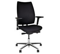 BISLEY Sedia Girevole da Ufficio Upscale, Imbottita, Base in Alluminio Lucido, Poliestere, 733 Nero, 66 x 66 x 44 cm