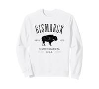 Bismarck North Dakota Souvenir Stile Invecchiato Bisonte Design Felpa
