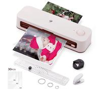 Bisofice Plastificatrice a caldo con 30 fogli, Plastificatrice 6 in 1 per A4, A5, A6, con tagliacarta e arrotondatrice di angoli, perforatore, anello, per ufficio, casa, ristoranti, scuola