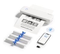 Bisofice Stampante termica A4 300 dpi - Stampante portatile A4 per viaggio, scuola, casa, stampante portatile Bluetooth senza fili, compatibile con smartphone e PC, con 3 rotoli di carta termica