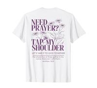 Bisogno di Preghiera Toccare la mia Spalla Floreale Cristiano sul Retro Maglietta