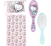 Hello Kitty Beauty case da viaggio accessori con pettine, asciugamano e borsa per Hello Kitty, beauty case per viaggi o scuola, rosa, borsa per cosmetici trasparente con cerniera, Colore: rosa