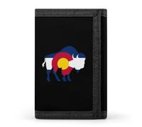 Bison American Buffalo State Flag of Colorado Portafoglio a tre ante carino porta carte di credito portafoglio pochette portafogli per uomo donna, Stile:, Taglia unica