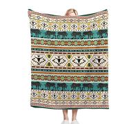 Bison - Coperta western con mucca del sud-ovest dei nativi americani, stile bohémien, tribale azteco, super morbida, per divano letto, campeggio, geometria, decorazione per la casa, 228 x 305 cm, per