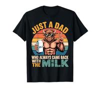 Bison Papa Just A Dad Who Always Tornò con Il Latte Maglietta