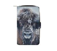 Bison Snowstorm - Portafoglio da donna in pelle PU, lungo, organizer per ufficio e viaggio