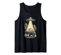 Bison UFO Alien Abduction Divertente Viaggiatore Escursionista Canotta