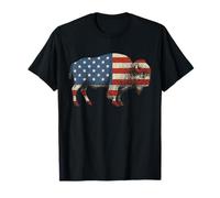 Bison USA American Flag Patriotic United States Maglietta