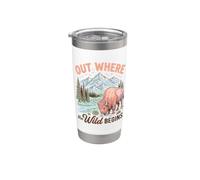 Bison Wilderness Outdoor Adventure Nature Lover Mountains Bicchiere termico in acciaio inox doppia parete