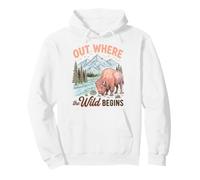 Bison Wilderness Outdoor Adventure Nature Lover Mountains Felpa con Cappuccio