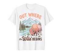 Bison Wilderness Outdoor Adventure Nature Lover Mountains Maglietta