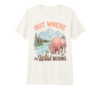 Bison Wilderness Outdoor Adventure Nature Lover Mountains Maglietta Premium