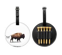 Bison with Head Bowed Black Golf Tee Storage Bag - Facile da trasportare e più efficiente nel giocare a golf