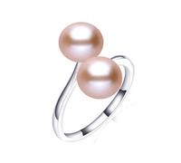 BISONBLUE Anello Anelli Gioielli Donna Uomo Regalo Anello Con Perla D'Acqua Dolce Naturale Nera Anello Nuovo Regolabile Per Regali Da Donna Rosa Ridimensionabile