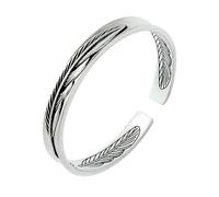 BISONBLUE Bracciale Uomo Bracciali Regalo Braccialetto personalità dal Design Classico Bracciale Rigido con Polsino in Piuma Intagliata Semplice per Uomo Bracciale per Il Tempo Libero di Te