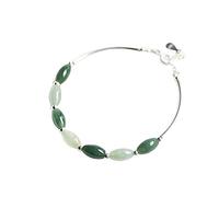 BISONBLUE Braccialetti Donne Bracciale Braccialetti di Giada Verde Pietra Naturale per Le Donne Regalo per La Fidanzata Verde