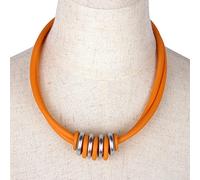 BISONBLUE Collana Donna Ciondolo Pendente Uomo Necklace Collane Con Ciondolo A Forma Di Cerchio Per Donna Collana Multicolore In Silicone Con Catena Maglione Costume Arancione