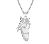 BISONBLUE Collana Donna Ciondolo Regalo Catena Pendente Accessori Moda Collana Con Ciondolo Testa Di Cavallo Collana Da Uomo Accessori Punk Hip Hop Argento
