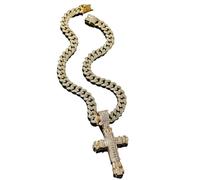 BISONBLUE Collana Pendente Ciondolo Uomo Donna Hip Hop Rock Roll Collana Croce Piena Diamanti Personalizzata Oro 55 Cm
