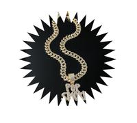 BISONBLUE Collana Pendente Ciondolo Uomo Gioielli Donna Hip Hop Rock Roll Collana Hip-Hop Esagerato Pop Smoke Lettere Collana con Ciondolo con Diamanti Pieni Discoteca Personalizzata da Uomo Gold