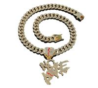BISONBLUE Collana Pendente Ciondolo Uomo Gioielli Donna Hip Hop Rock Roll Collana Lettere Hip-Hop Ciondolo d'Amore Catena Clavicola da Uomo Lettere Crepacuore Collana No Love Color Oro 45 Cm