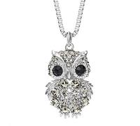 BISONBLUE Collana Pendente Donna Uomo Ciondolo Regalo Moda Accessori Collane A Catena Lunghe Con Ciondolo Gufo Alla Moda Affascinante Collana Con Ciondolo Strass In Cristallo Vintage Per Lady Silb
