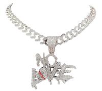 BISONBLUE Collana Uomo Ciondolo Donna Catenella Regalo Ciondoli Per Collana Hip Hop No Love Per Uomo E Donna