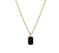 BISONBLUE Collana Uomo Ciondolo Donna Catenella Regalo Ciondolo Rettangolare Minimalista Per Donna Nero Lungo
