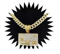 BISONBLUE Collana Uomo Ciondolo Donna Hip Hop Punk Rock collana Con Ciondolo A Forma Di Carta Di Credito Hip Hop Da Uomo Collane Bling Ghiacciate Moda Color Oro