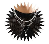 BISONBLUE Collana Uomo Ciondolo Donna Hip Hop Punk Rock collana Con Pendente A Disco Punk 3 Pezzi/Set Per Uomo Collana Hip Hop Set Color Argento