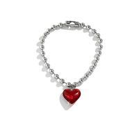 BISONBLUE Collana Uomo Ciondolo Lunga Catenella Donna Regalo Collana 6 Colori Hip Hop Colorato Ciondolo Cuore Amore Collana Donne Punk Perline Accessori Catena Colore Rosso