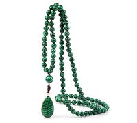 BISONBLUE Collana Uomo Ciondolo Lunga Catenella Donna Regalo Collana Collane Con Perline In Pietra Di Malachite Naturale Bracciali Donna Ciondoli Con Perline Verdi Pendenti Con Ciondoli 108 Colla