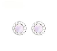 BISONBLUE Orecchini Donna 925 Orecchini a Cerchio Moda donne Regalo Orecchini da donna Orecchini femminili classici con numeri romani bianchi e neri in acciaio bianco, SteelWhite