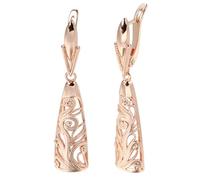 BISONBLUE Orecchini Donna Orecchino Moda Donne Orecchini Pendenti a Forma di Fiore Cavo per Donna, Orecchini Lunghi e Grandi alla Moda, Vintage, Colore Oro Rosa