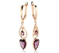 BISONBLUE Orecchini Donna Orecchino Moda Donne Orecchini Pendenti Lunghi in zircone Naturale Viola per Donna Accessori Moda Goccia d'Acqua H1194