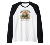 Bisonte Americano Dove Il Vagare Selvaggio Maglia con Maniche Raglan