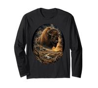Bisonte Americano Prairie Wilderness Paesaggio Bisonte Maglia a Manica