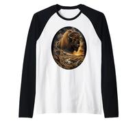 Bisonte Americano Prairie Wilderness Paesaggio Bisonte Maglia con Maniche Raglan