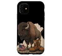 Bisonte simbolico con campo di battaglia Cerca gli amanti dei militari Custodia per iPhone 11
