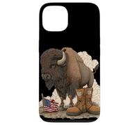 Bisonte simbolico con campo di battaglia Cerca gli amanti dei militari Custodia per iPhone 13