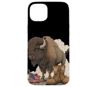 Bisonte simbolico con campo di battaglia Cerca gli amanti dei militari Custodia per iPhone 15 Plus